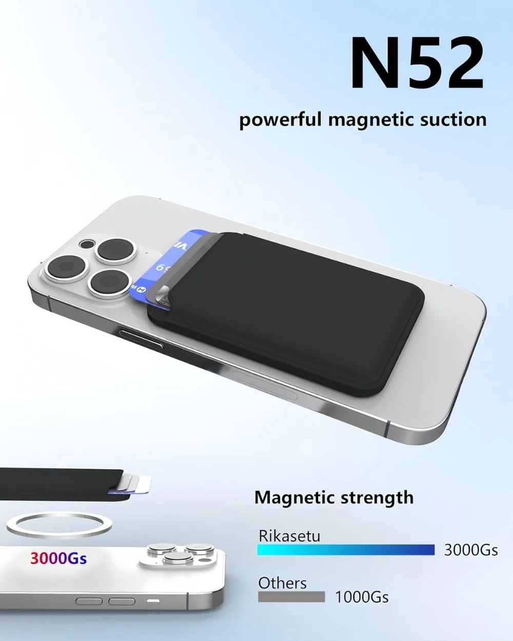 

Магнитный кошелек для телефона, подставка для карт, магнитный кожаный держатель для карт, аксессуары Stick 3, крепление для карт для iPhone 17/16/15/14/13/12