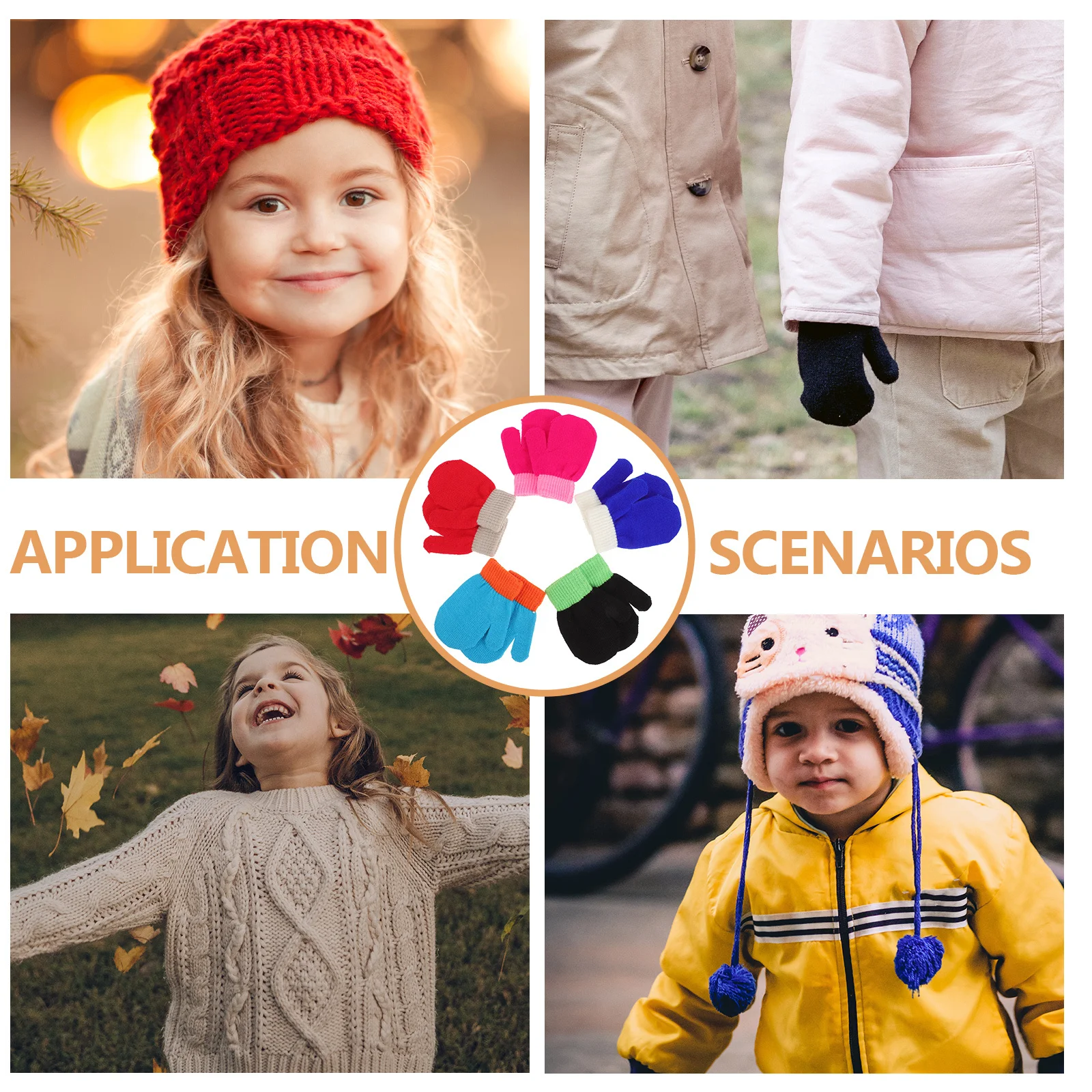 

5Pairs Winter Gloves Kids Accessories Compact Warm Knitted Gloves for Outdoor Use Kids Accessories Children Accessory