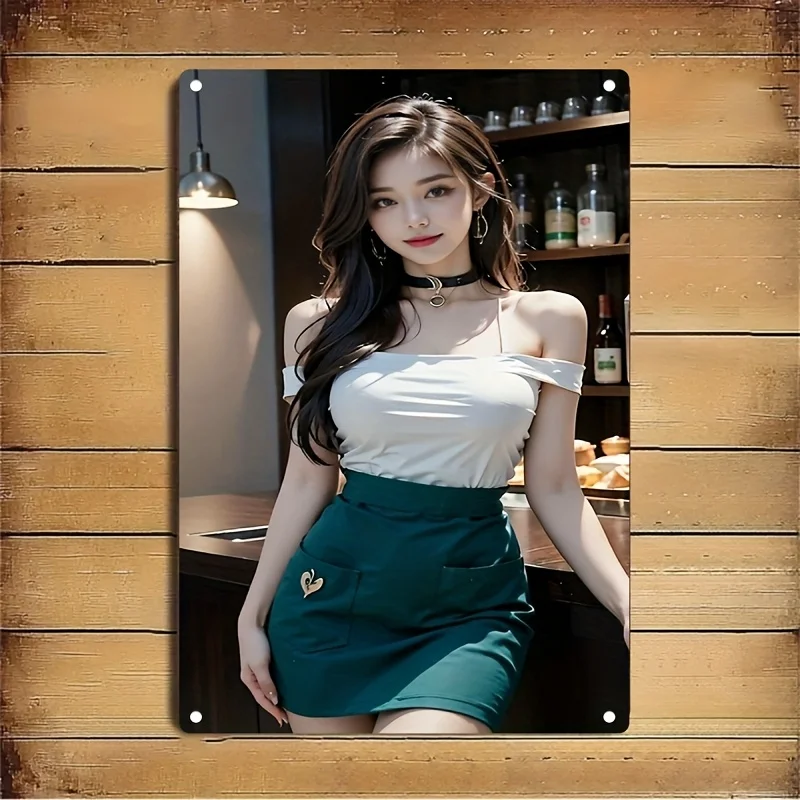 Koreanische Frau Wandkunst aus Eisen – Langlebiges Metallschild für Zuhause, Café, Korea-Thema