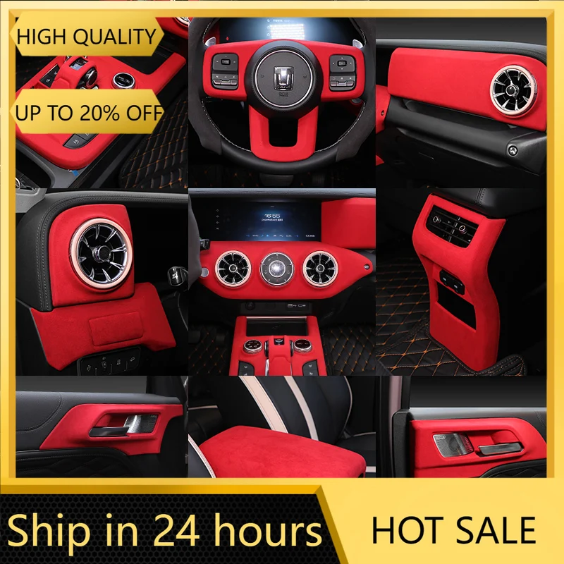 

For Great Wall GWM WEY Tank300 Car Window Steering Wheel Shift Panel tuyere Armrest Box Cover suede Decorative Strip Accessories