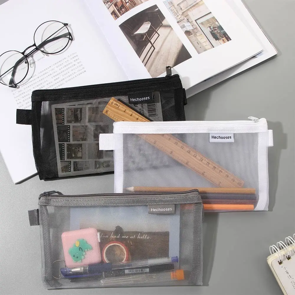 Высококачественные канцелярские товары, прозрачная коробка для ручек, нейлоновая сумка-карандаш, сетчатый пенал, сумка для ручек, пенал