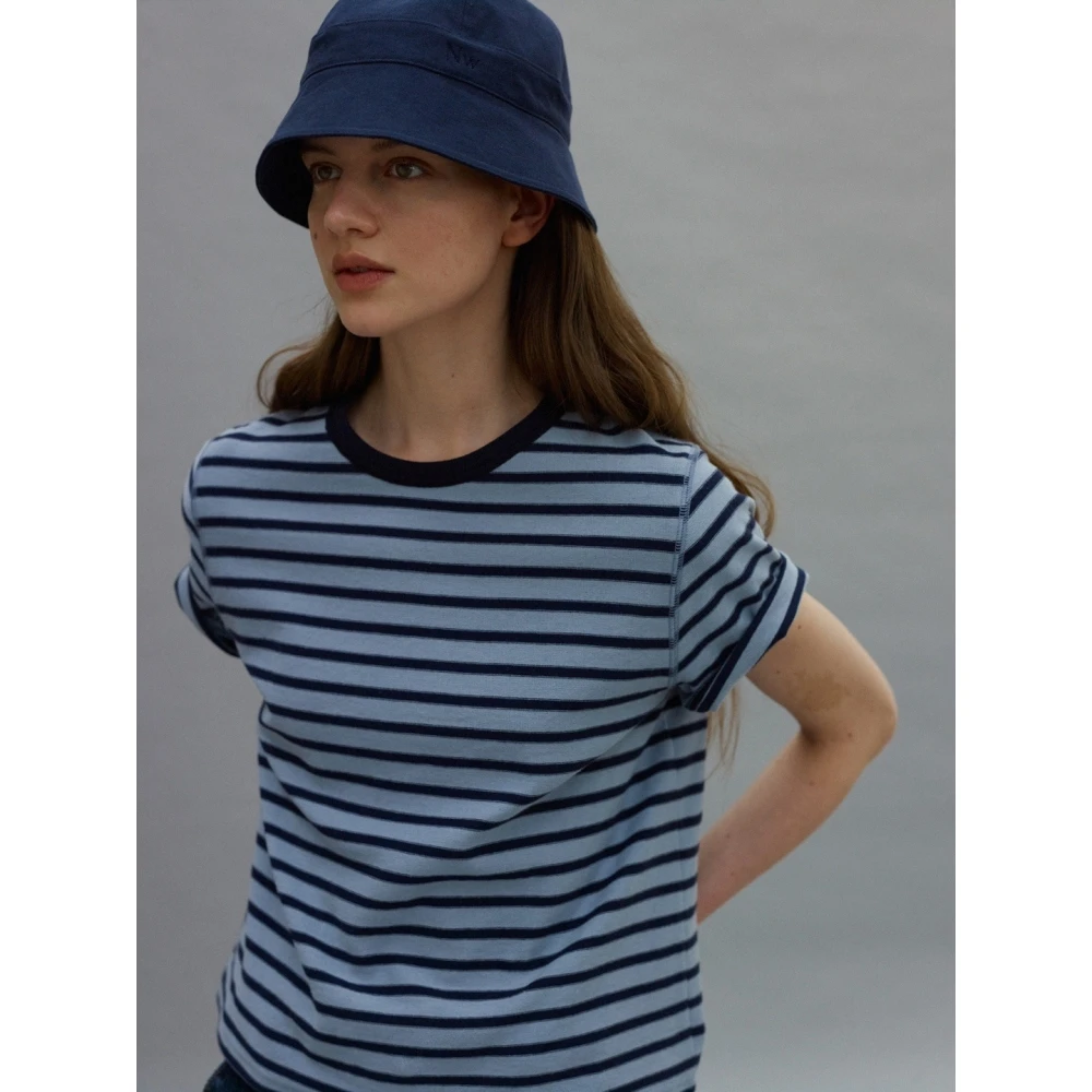 

Faionable Refreing Summer Stripe round Ne ort Sve T-irt Women's Casual Vintage Design Comfortable Cotton Top
