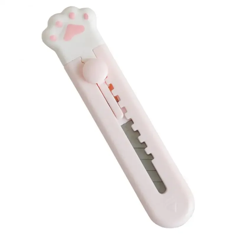 Kawaii Mini Pocket Cat Paw Art Utility Knife Express Box Knife Taglierina di carta Confezione artigianale Lama ricaricabile Cancelleria Grande vendita