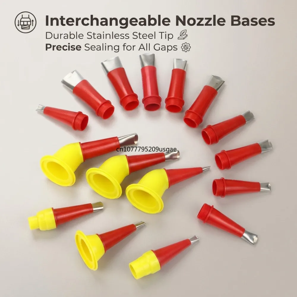 Stainless Steel Replaceable Pumping Nozzle Silicone Tool Set for Sink Sealer Application Soft Glue Release Without 22 Uds.