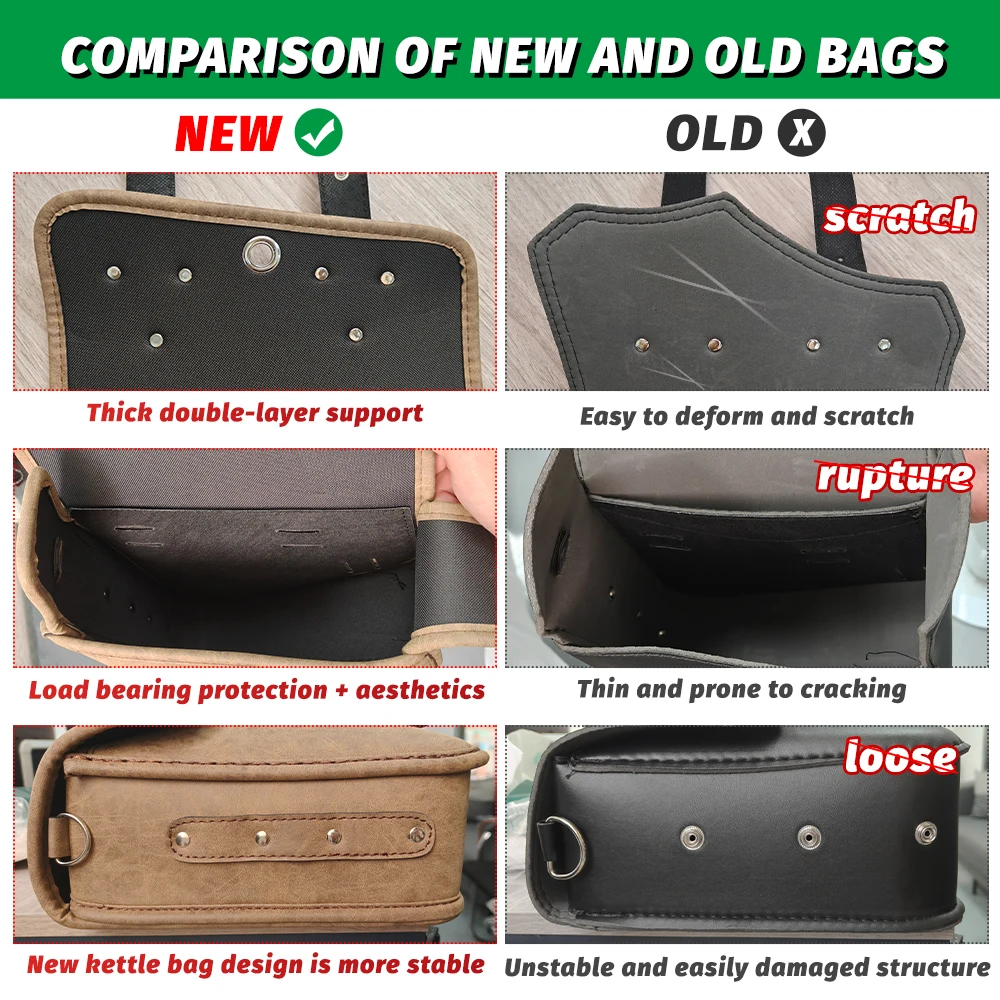 Waterproof PU Leather Motorcycle Saddle Bags Universal Cafe Racer Luggage Bag with Water Bottle Holder