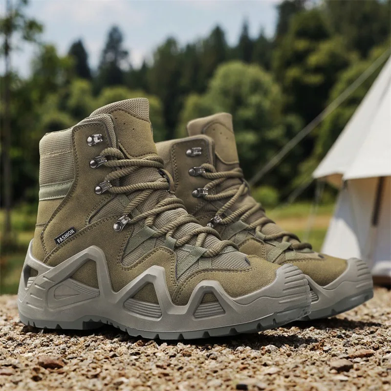 Mens Military Combat Boots Outdoor Non Slip Hiking Climbing Boots High-top Desert Boots Lace Up Men Ankle Boot Botas Para Hombre