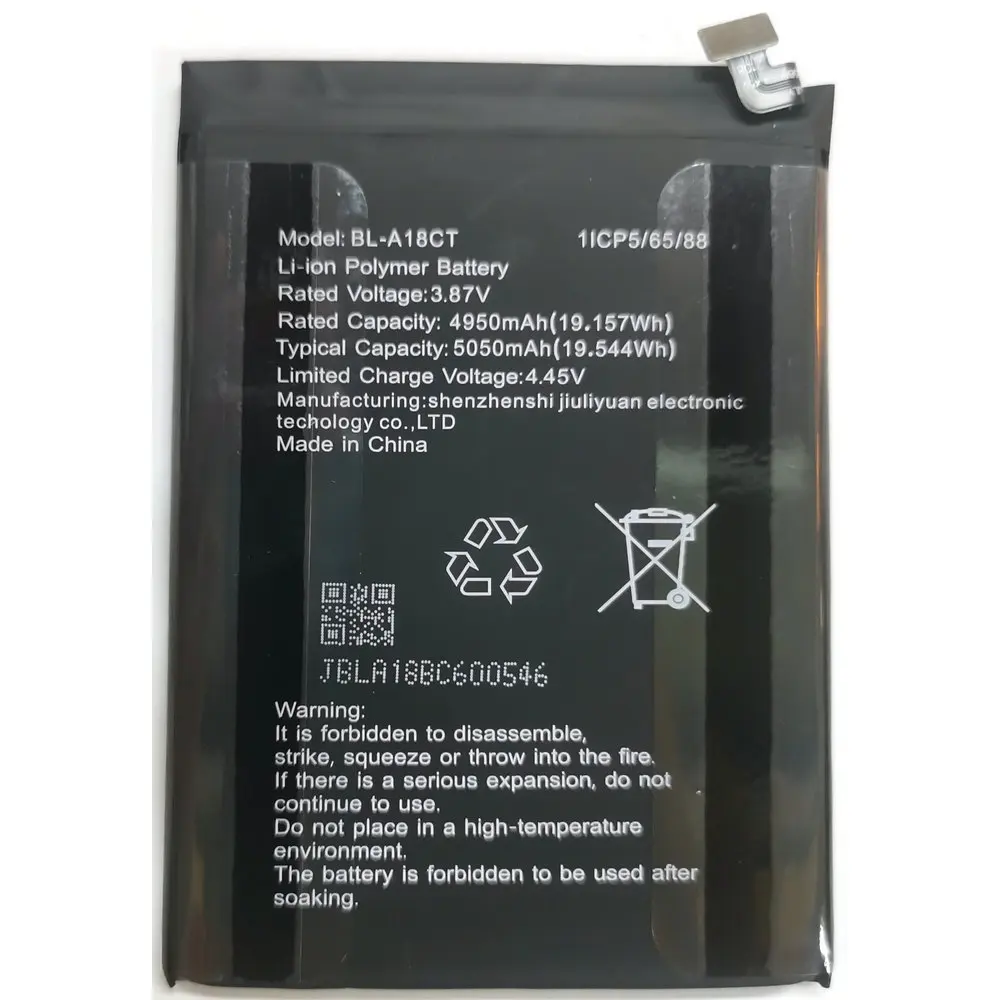 

2025 год 3,87 В 5050 мАч BL-A18CT Сменный литий-ионный полимерный аккумулятор для мобильного телефона 1ICP5/65/88