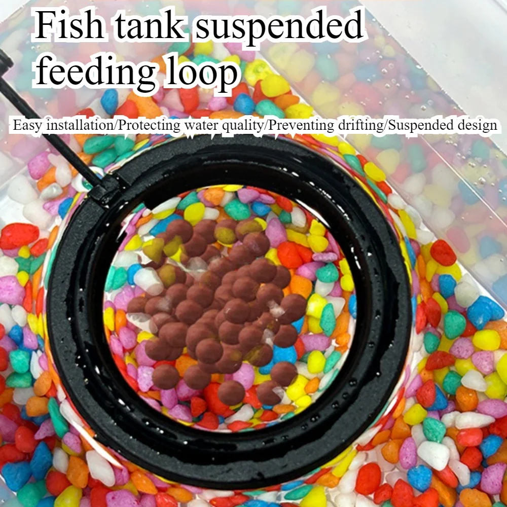 Feed Suction Cup Aquarium Feeding Ring Fish Tank Station Floating Food Tray Feeder Square Circle Accessory Fish Food Feeder Blac