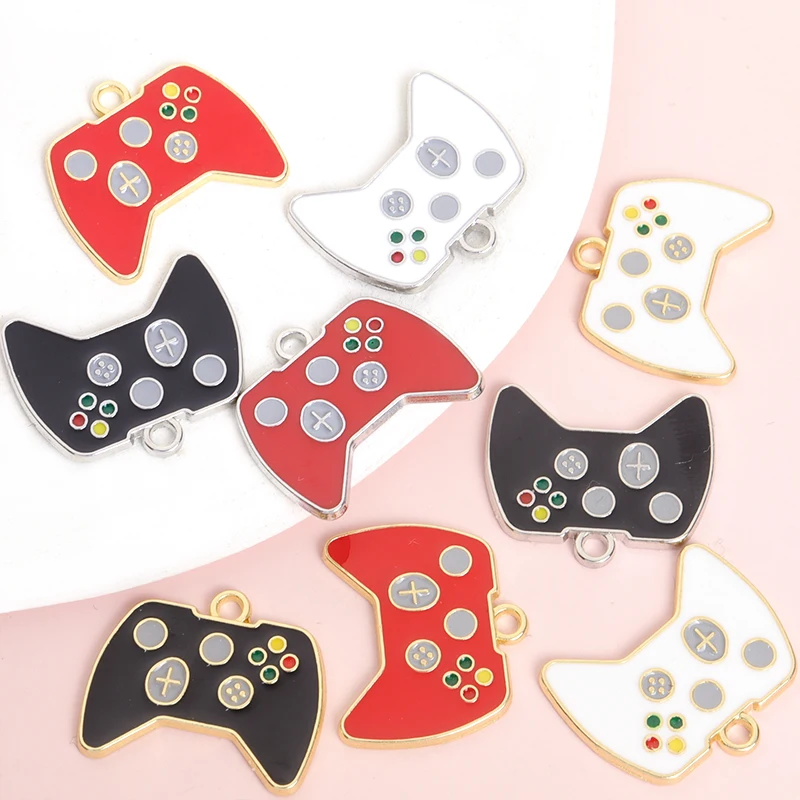 10pcs 3-Color Game Handle Enamel Charms Fun Necklace Keychain Game Console Shape Pendants DIY Creative Ornaments Accessories