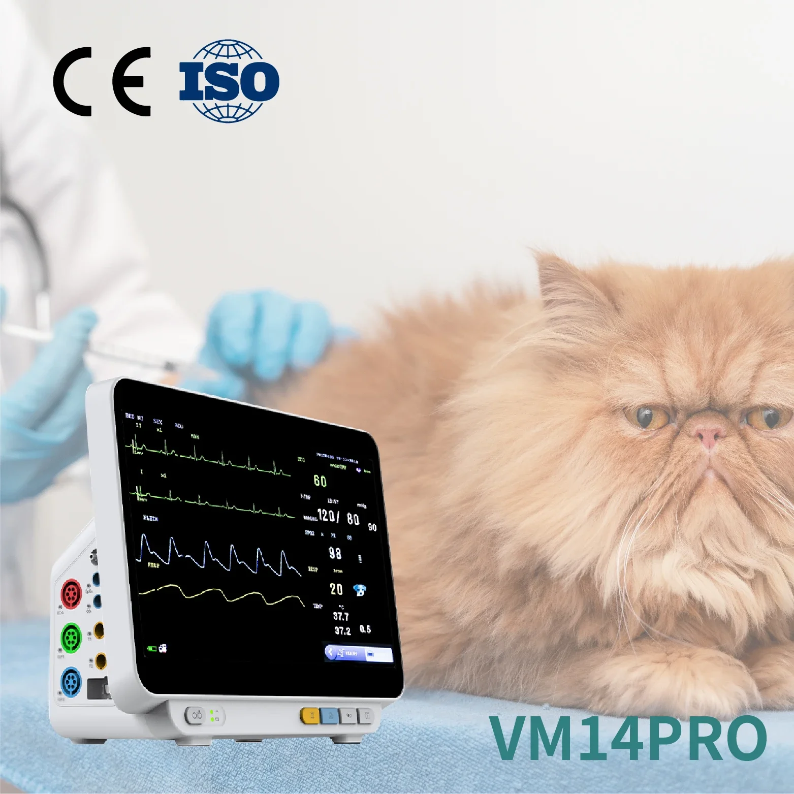 Vet Animals Multi-Parameter Patient Monitor Compatible Plastic Hospital Bedside Device for Pet Care