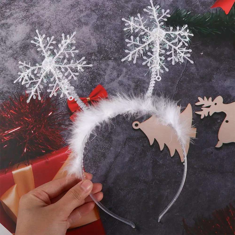 Prop Party Dress Up Snowflower Feather Christmas Decoration Antlers Headband Christmas Headband Female Plush Hair Hoop