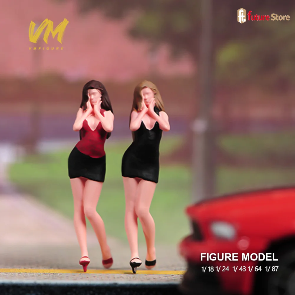 女の子のための短い樹脂製ジオラマ人形,1/87, 1/64, 1/43, 1/24, 1/18