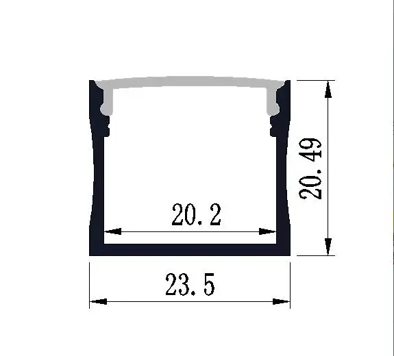 Gabinete de cocina en forma de U de 1,5 m/unids, perfiles de aluminio de extrusión de iluminación Led de 20mm de ancho