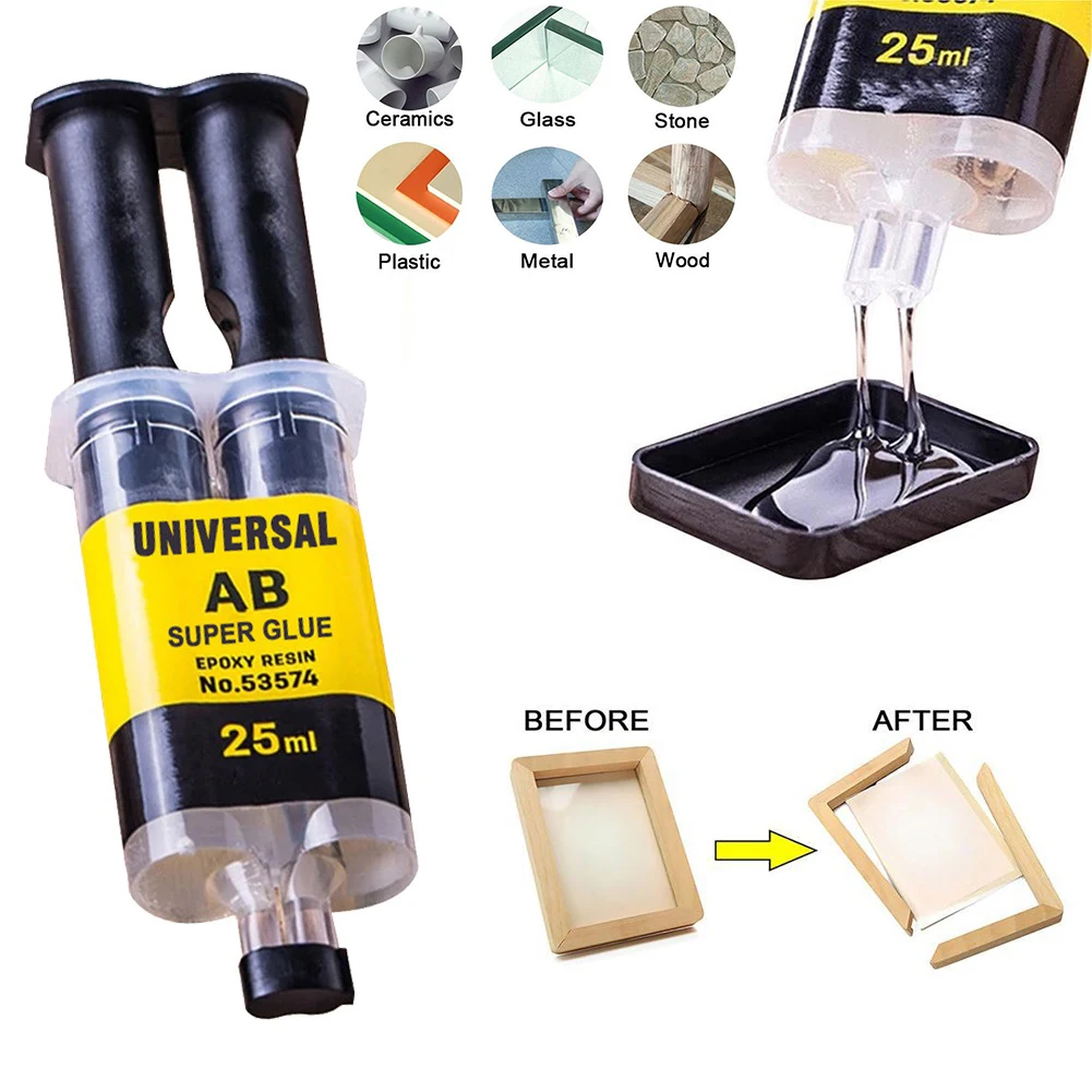 25/125ML Plastic Epoxy Resin AB Glue Strong Adhesive Liquid Glue Waterproof Heat Resistant Wood Glass Ceramics Metal Repair Glue