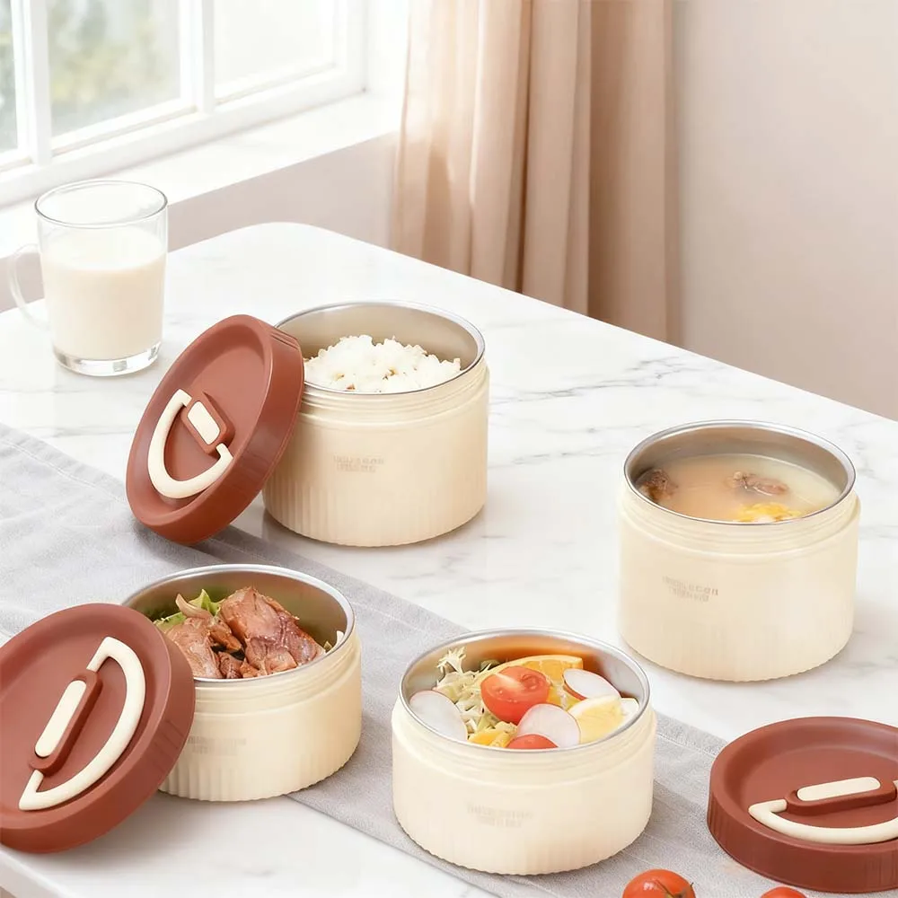 

Separate Soup Cans Set Of Three. 1400ML. Lid Is Leak-proof. The Bag Is Convenient To Carry. Free Tableware Is Included