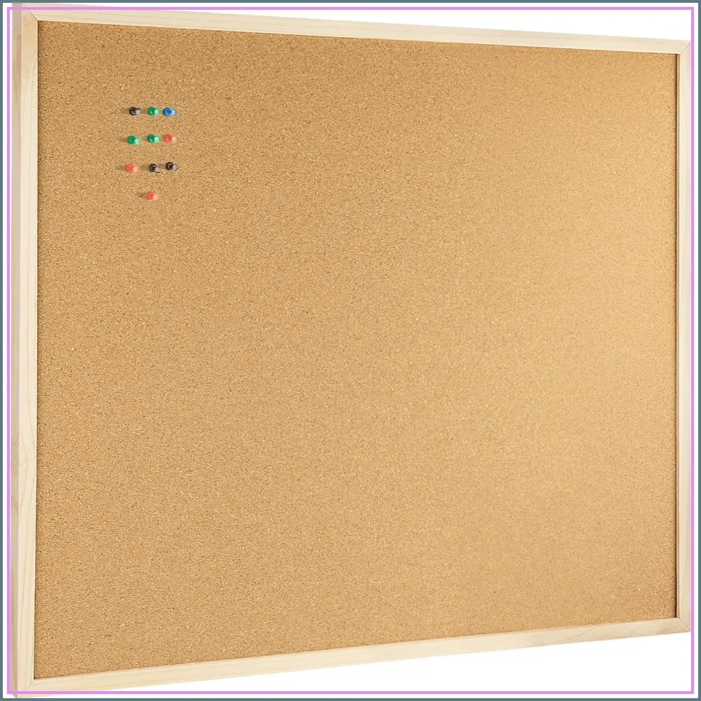 24x36 Cork Board, Wooden Frame, Oak Finish, Vision Board & Decorative Pin Board