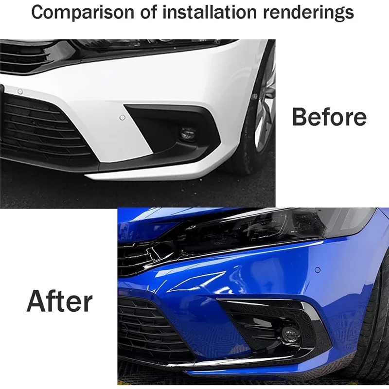 Car Front Fog Light Lamp Cover Trim Bumper Protector Decoration for Honda Civic 11Th Gen 2022 2023 Accessories