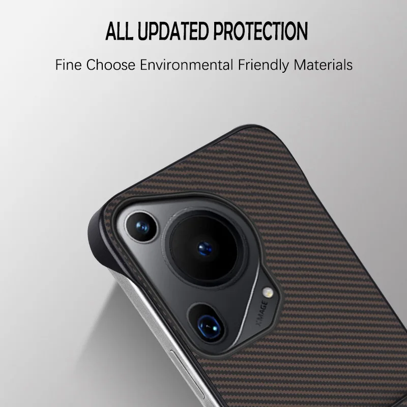 Высококачественный чехол для телефона Busine Sle Frameless с текстурой углеродного волокна для Huawei Pura 80 70 P60 P50 P40 Pro Hard Protect Cover Mblan