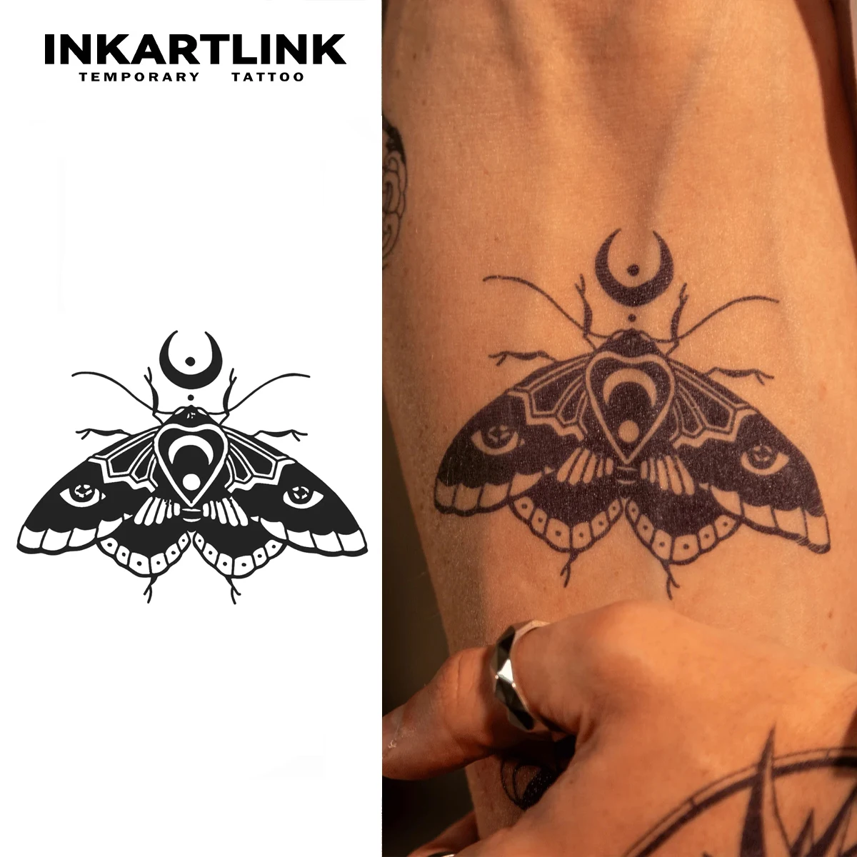 Moth Temporary Tattoo,Lasts To 15 Days New Technology Magic Waterproof Semi Permanent Sticker.
