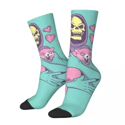 Divertenti calzini a compressione felici gatto di Skeletor Retro He-Man e the Masters of the Universe Battle Cat Anime Casual Crazy Sock