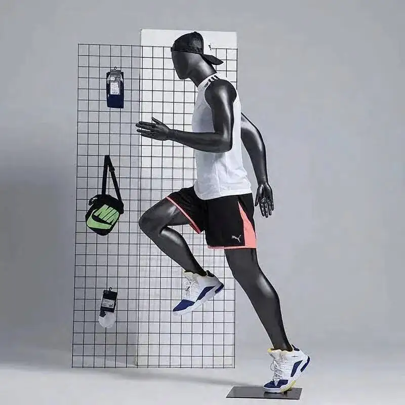 Rack Black Grey Muscular Male Female Display Dummy Model Running Display Sport Full-Body Mannequin For Sport Clothing