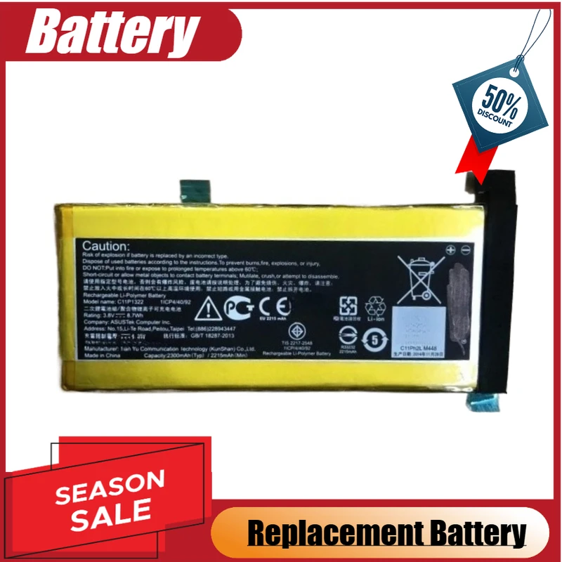 

Tablet PC Battery 3.8V 2215mAh C11P1322 For Asus Padfone S X T00D T00N PF500KL Replacement Battery Brand-New High Quality