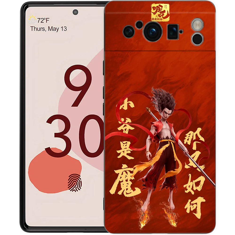 Capa de telefone para google pixel 9 8 7 6 7a 6a pro à prova de choque macio tpu 9 pro xl escudo capas fundas novo bonito nezha coque sacos