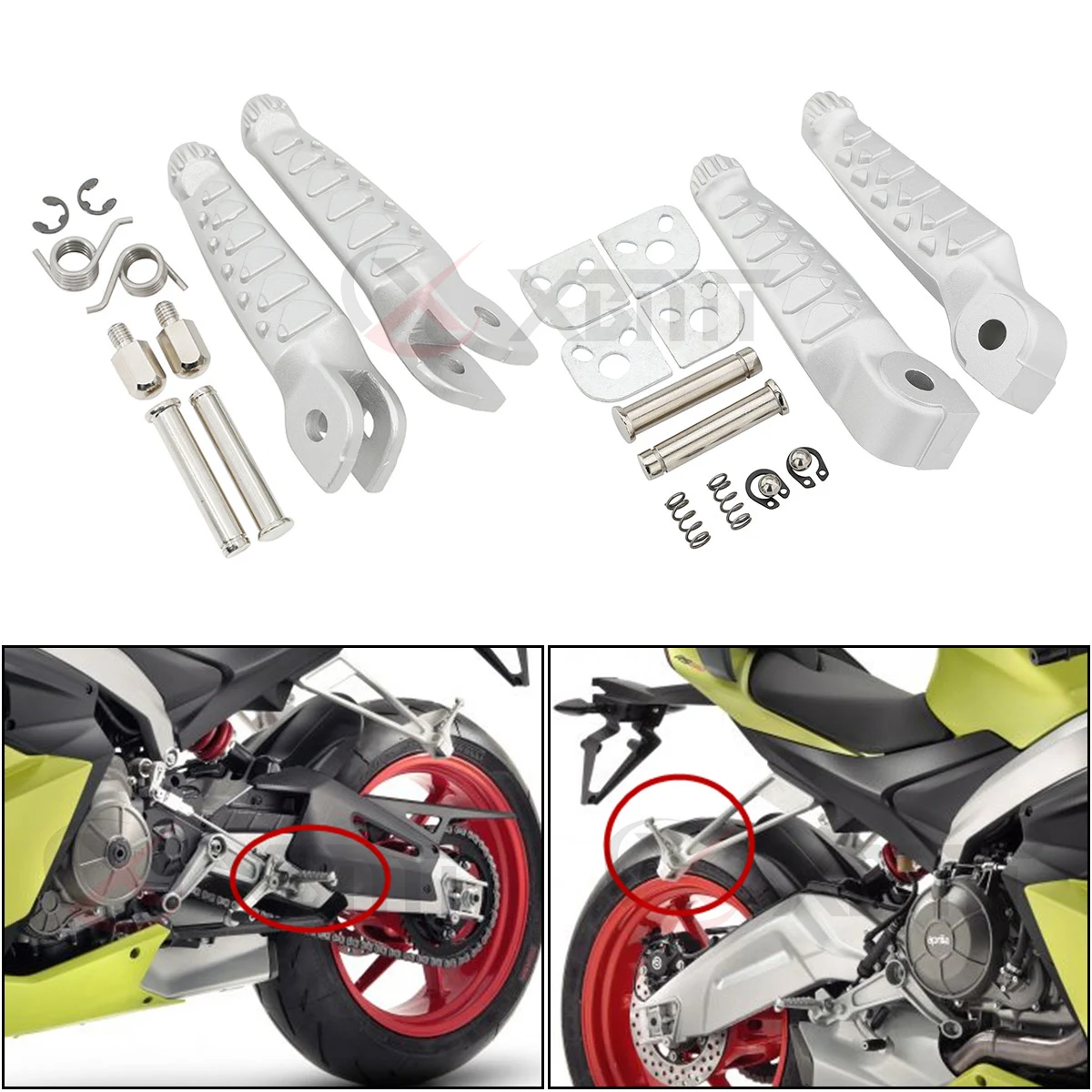 

Motorcycle Accessories Front Rear Footpegs Footrests Foot Pegs For Aprilia RS660 2021 2022 2023