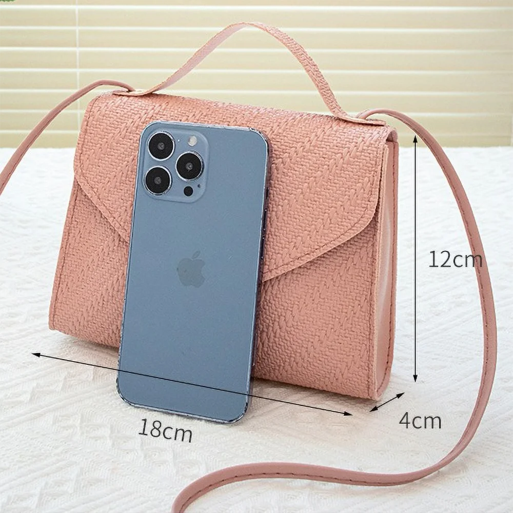 حقيبة كروس بقلادة لؤلؤية - محفظة مربعة صغيرة طازجة، هدية عيد ميلاد منقوشة بلون موحد لأفضل صديق #6