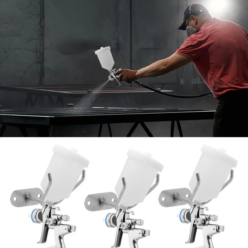 

Держатель пневматического пистолета-распылителя, сверхмощный железный держатель пистолета-распылителя с настенным крючком - применимые сценарии, чашка распылителя с дисплеем и верт.