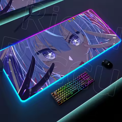 HD Anime Oshi No Ko Mouse Pad RGB Gaming Hoshino Ai Mousepad LED Large Game Mausepad XXL Keyboard Pad Luminous Non-slip Desk Mat