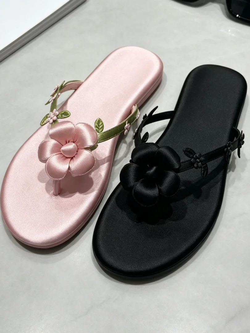 2026 Summer Hot-selling Floral Flip-flops Women's Flat Thong Sandals Girls' Casual Vacation Style Fashion Outdoor Slippers