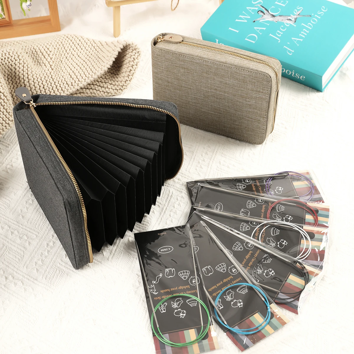 Circular Knitting Needles Storage Bag Multi-Pocket Knitting Tools Kit Organizer Bag Portable Sewing Accessories Storage Bag