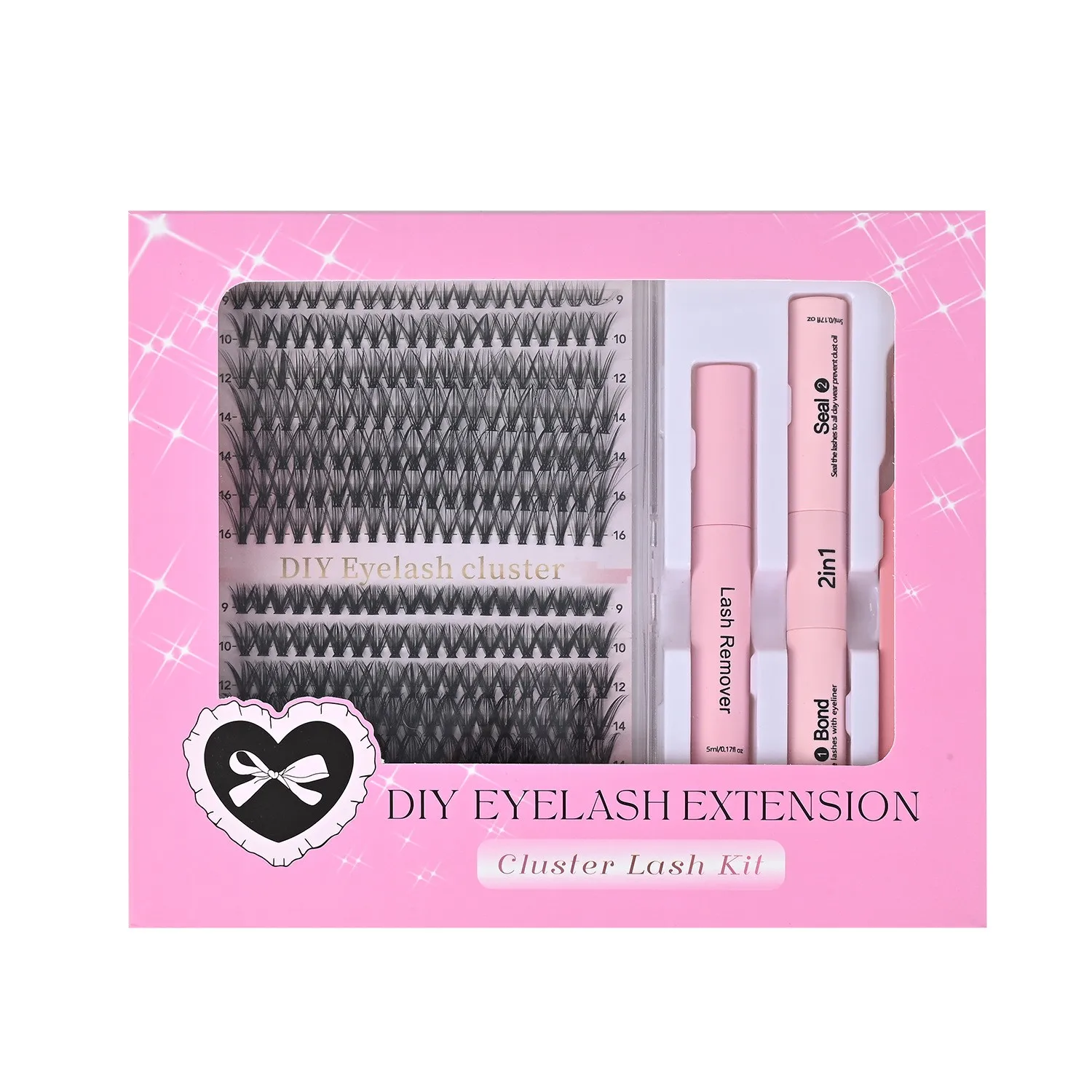 The most popular DIY single-cluster segmented false eyelash 14 rows 30D+40D set with glue tweezers tool kit