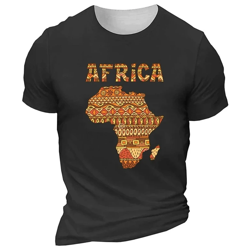 New Fashion Summer Men Women Short-sleeved T-shirts Africa Map 3d Print Unisex Simple Casual T Shirt Streetwear Round Neck Tops