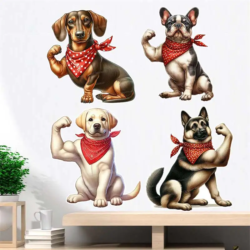 

Strong Dog With Red Bandana Wall Sticker Bathroom Toilet Decor Living Room Cabinet Refrigerator Home Decoration Decals M1236