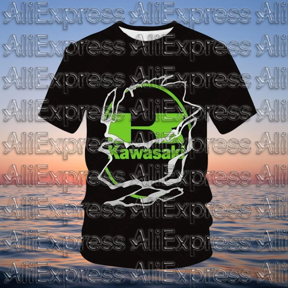 

MOTO Kawasaki T-shirt, men's printed , high-quality quick drying sweat absorbing T-shirt for summer, street casual clothing