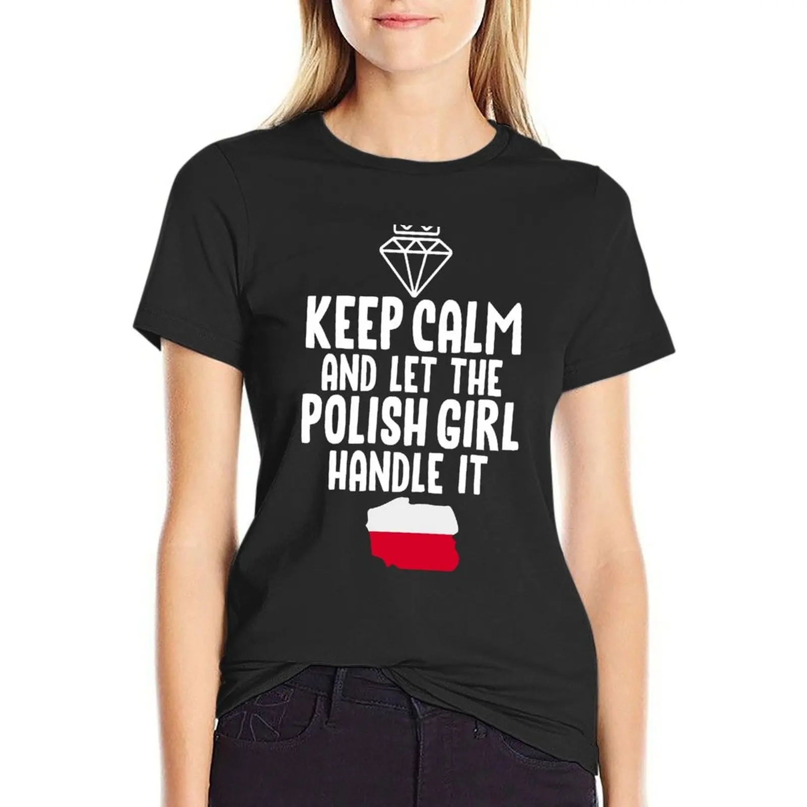Keep Calm And Let The Polish Girl Handle It Poland футболка с надписью Женская одежда женская винтажная одежда футболка для женщин