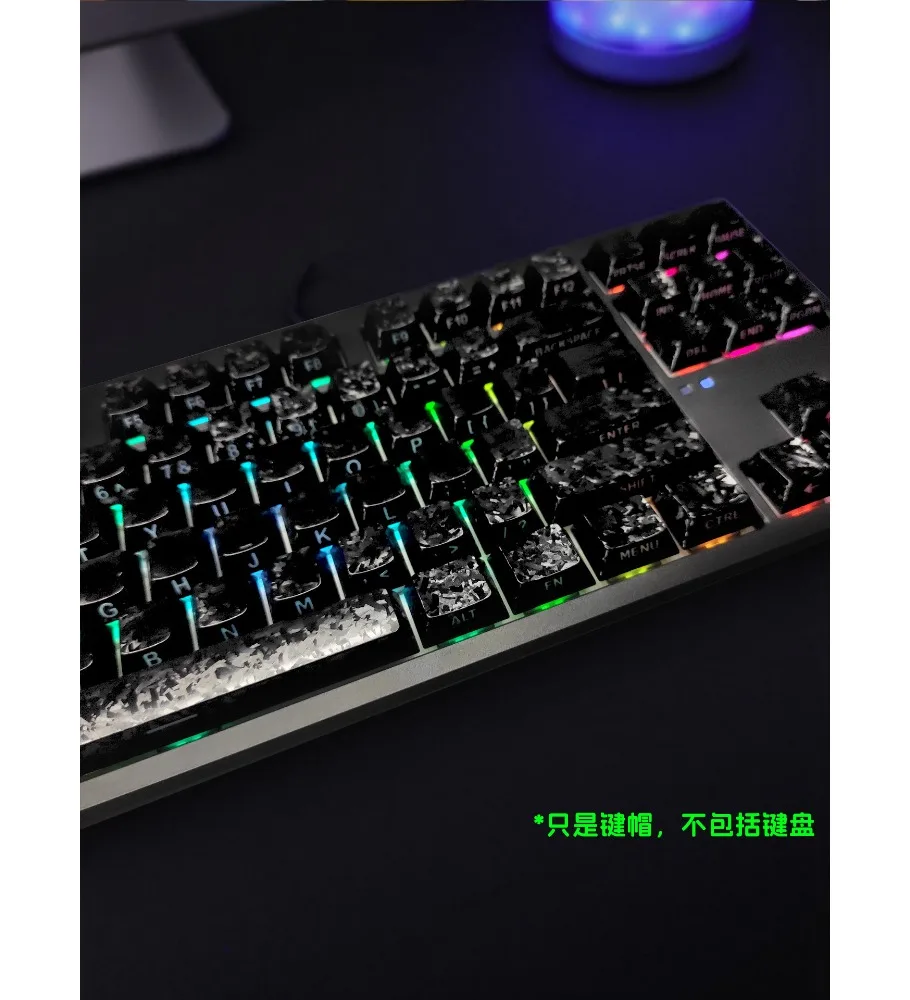 Carbon fiber pattern keycap forged carbon texture side engraved light transmission ice carbon original magnetic axis mechanical