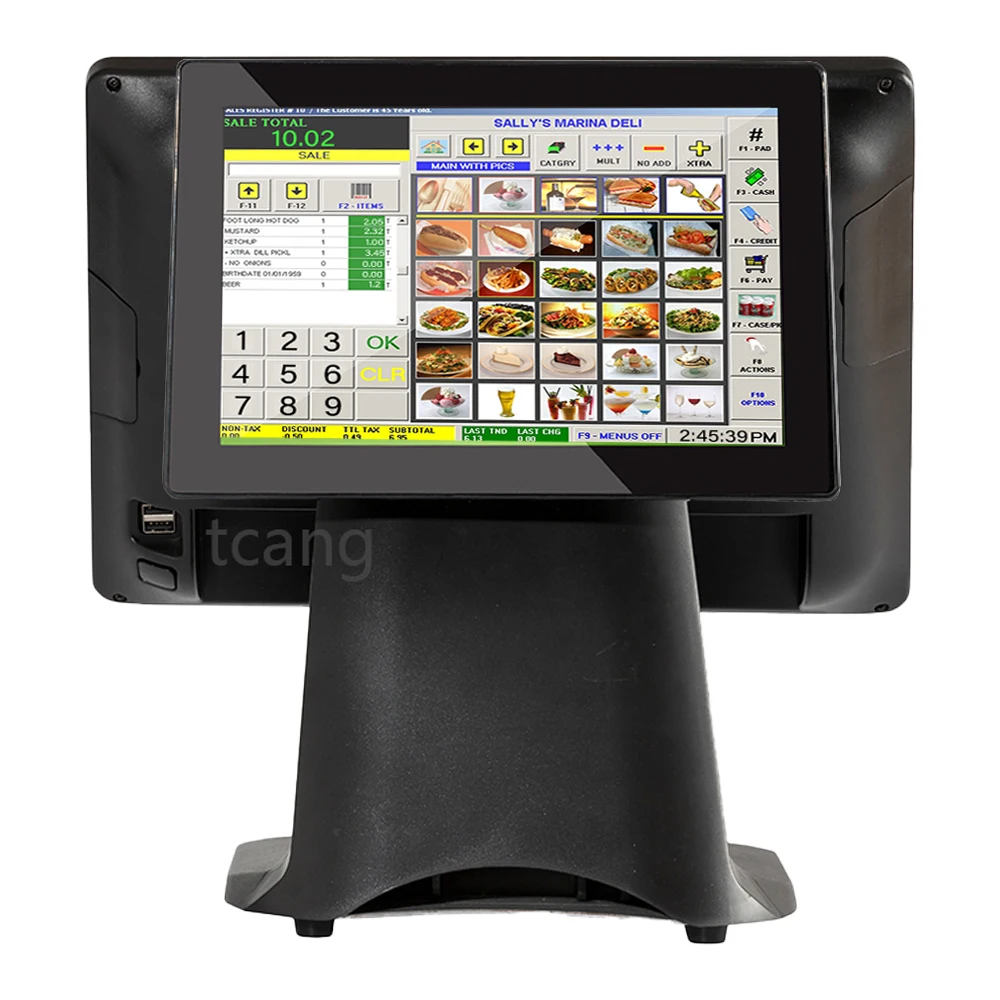 15 بوصة مطعم POS ماكينة تسجيل المدفوعات النقدية شاشة تعمل باللمس نظام النافذة MSR VFD عرض العملاء حساب الدفع أمين الصندوق المميز