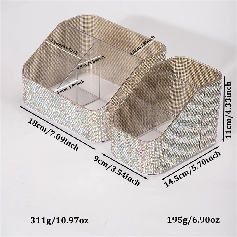 3grid Strass Make-Up Pinsel Lagerung Box Acryl Augenbraue Bleistift Eyeliner Lippenstift Display Regal Desktop Kosmetische Organizer Werkzeug