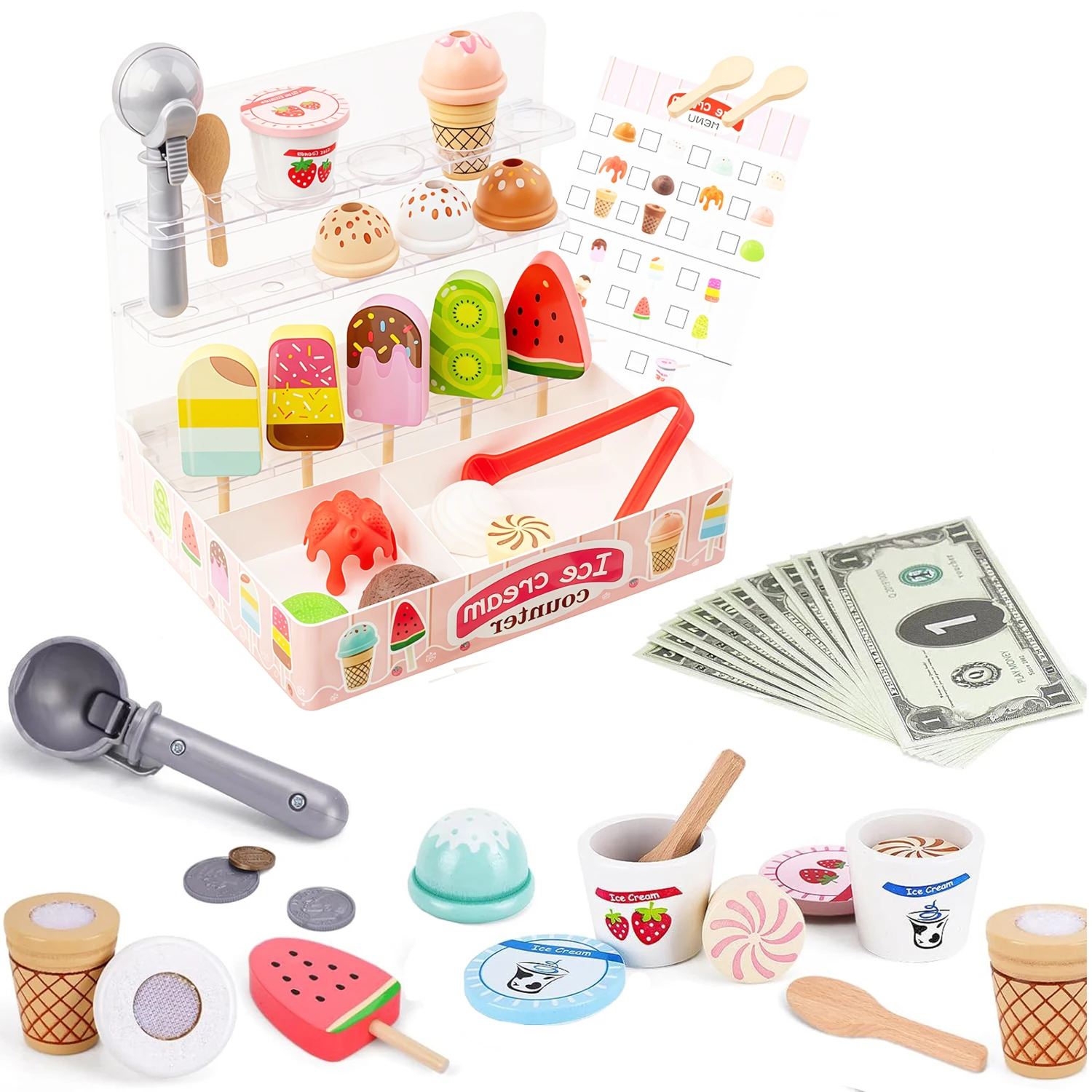 ウォルデン-アイスクリーム-フードグッズ-プレイハウス-キッチンセット-3～6歳のお子様向け-模造玩具-誕生日やクリスマスのプレゼントに