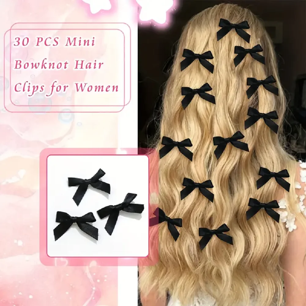30-teiliges Haarspangen-Set mit Mini-Schleife im Y2K-Stil – süße und süße Haarspange mit Anti-Rutsch-Band, geeignet für alle Frisuren – Detail 8