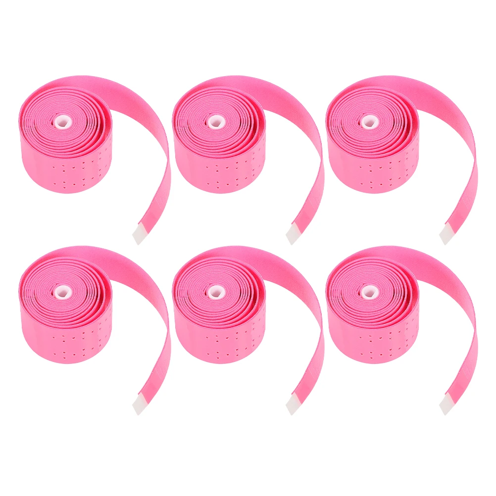 

6 Rolls Drumstick Grip Tape Fluorescent Pink Anti Slip Sweat Absorbing Drumming Sticks Tape Soft Pu Accessories