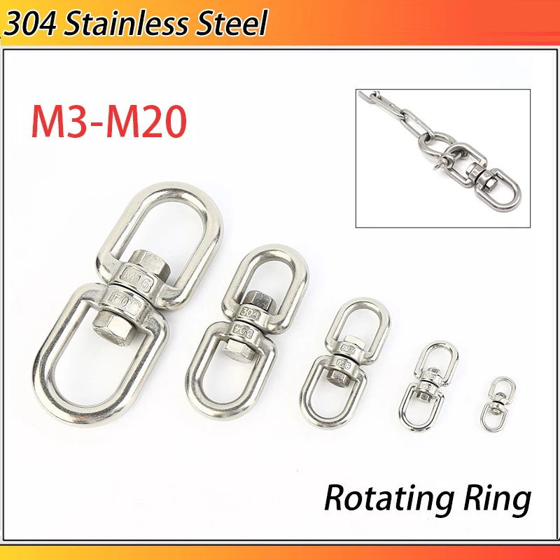 

1pcs M3-M20 Double Ended Swivel Hook 304 Stainless Steel Rotation Buckle Swivel Shackle Ring Outdoor Rock Climbing Carabiner