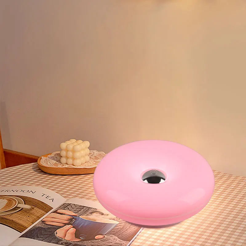 Creative Donut-Shaped Table Lamp, Wall-Mounted, Rechargeable, with Three Color Temperatures, Suitable for Decorative Lighting in Living Rooms, Bedrooms, Dining Areas, Etc.