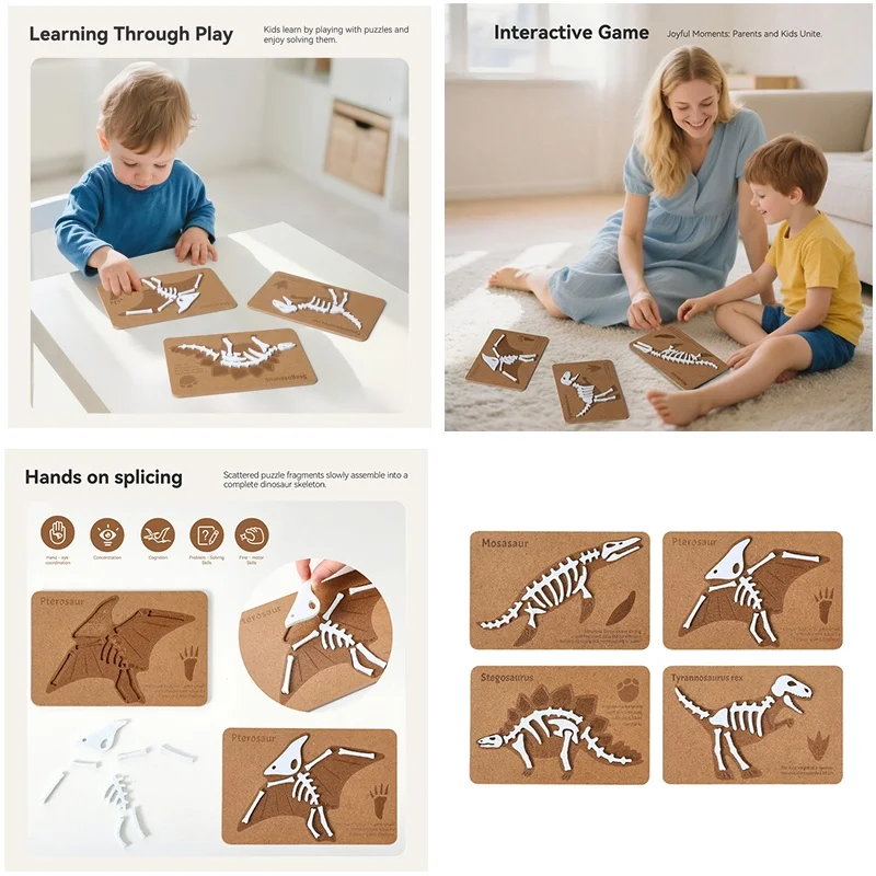 Jouets Montessori pour bébé et mère, jouets fossiles de dinosaures, Super adaptés aux petits explorateurs pour simuler les os de dinosaure fossiles