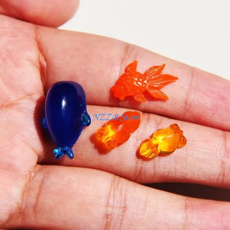 

T21F 3Pcs Versatile Silicone Molds Epoxy Gold Fish Whale Mould for Unique Accessories Sea Creatures Shaped Baking Molds