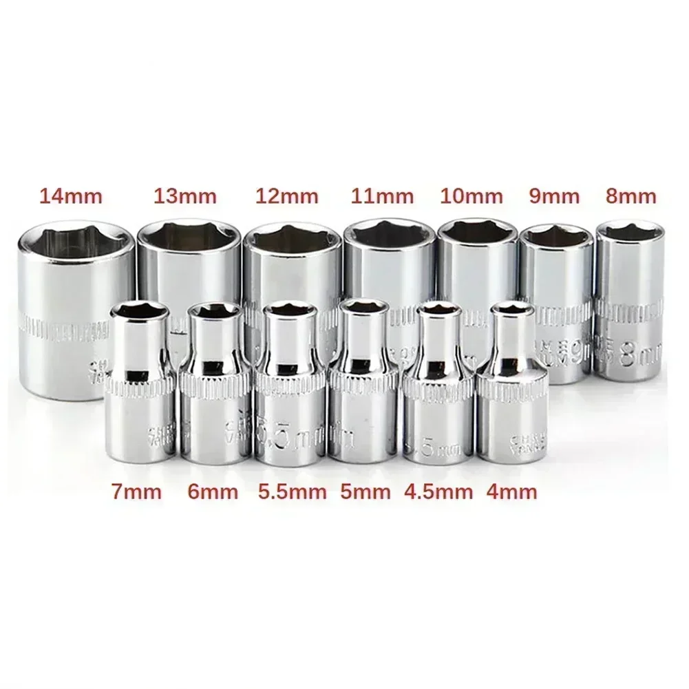 1x 4-13mm 1/4in Head Hex Keys Socket Wrench Metric Double End Hexagons Sleeve Impact Socket Conversion Adapter Tool Screwdriver