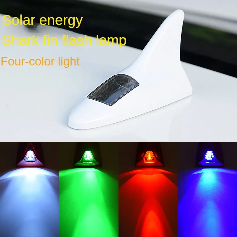 General Motors Shark fin antenna Roof small tail modified lights Solar LED lights Car antenna Driving safety warning lights